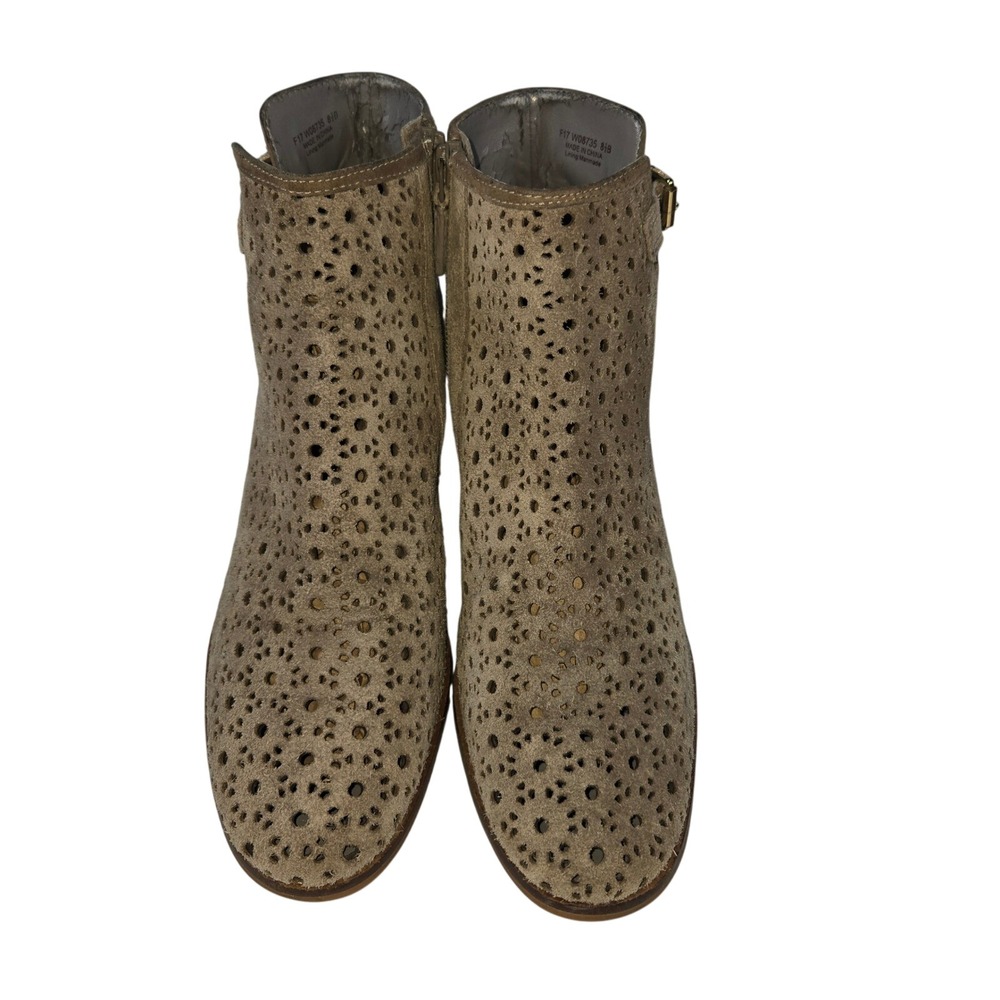 Cole Haan Suede Leather Laser‎ Cut Tan Ankle Booties Size 8.5B